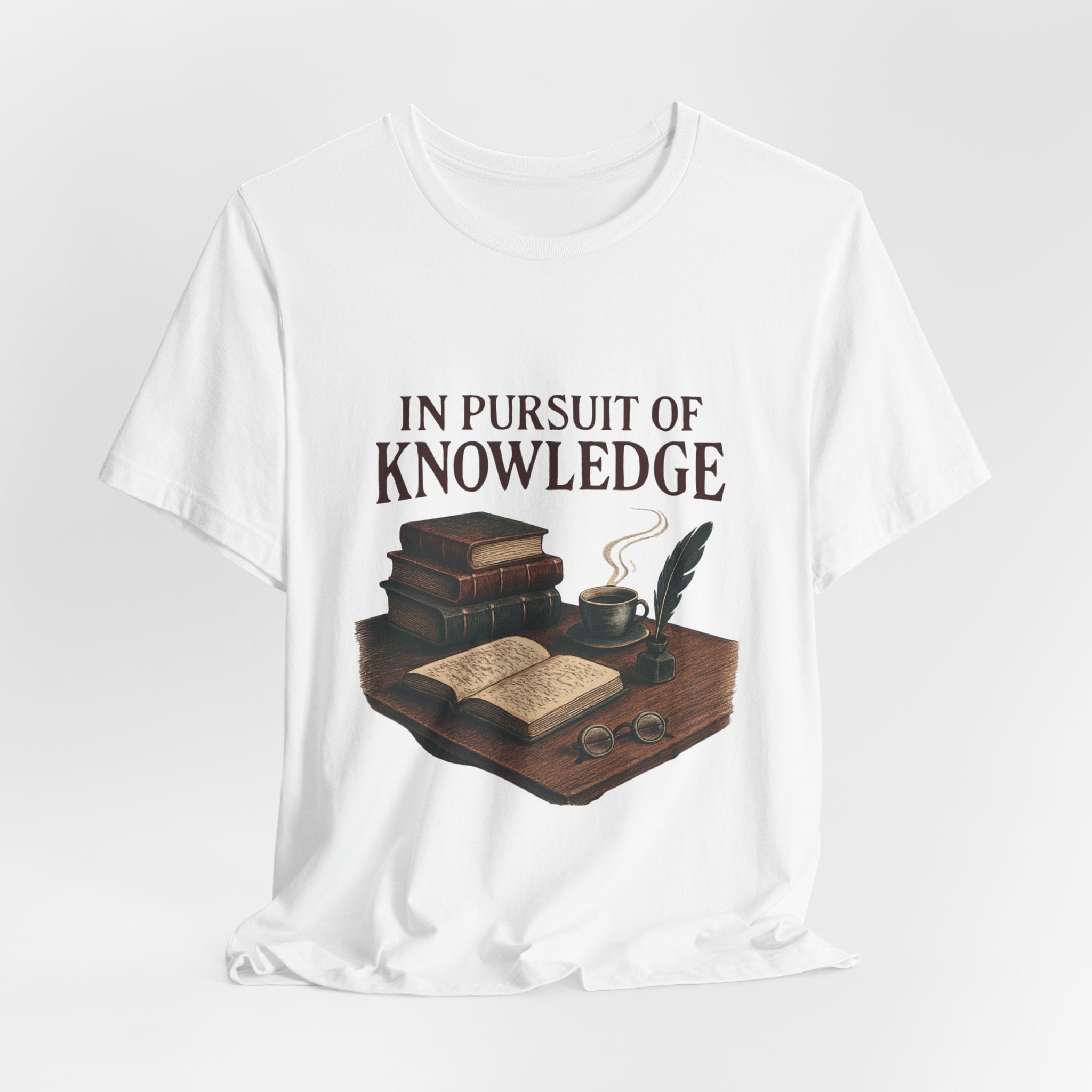 In Pursuit of Knowledge T-Shirt — Vintage Books & Quill Reading Tee