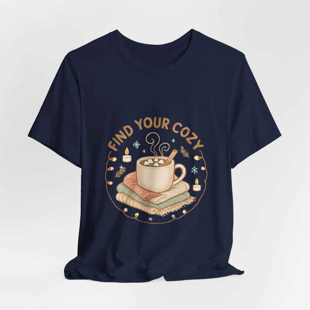 Find Your Cozy Tee — Cute Coffee & Books Graphic T-Shirt
