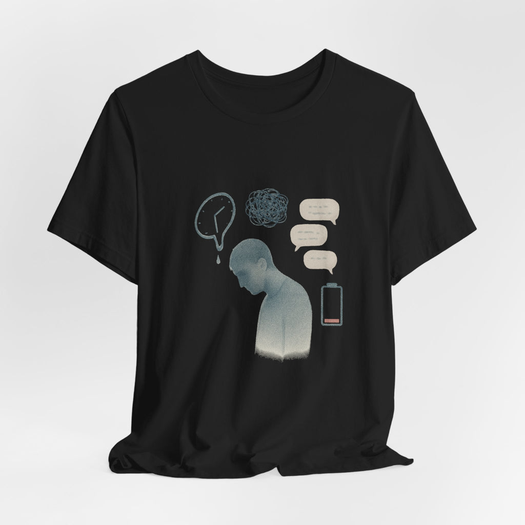 Mental Health Awareness T‑Shirt — Anxious Thoughts Illustration Tee