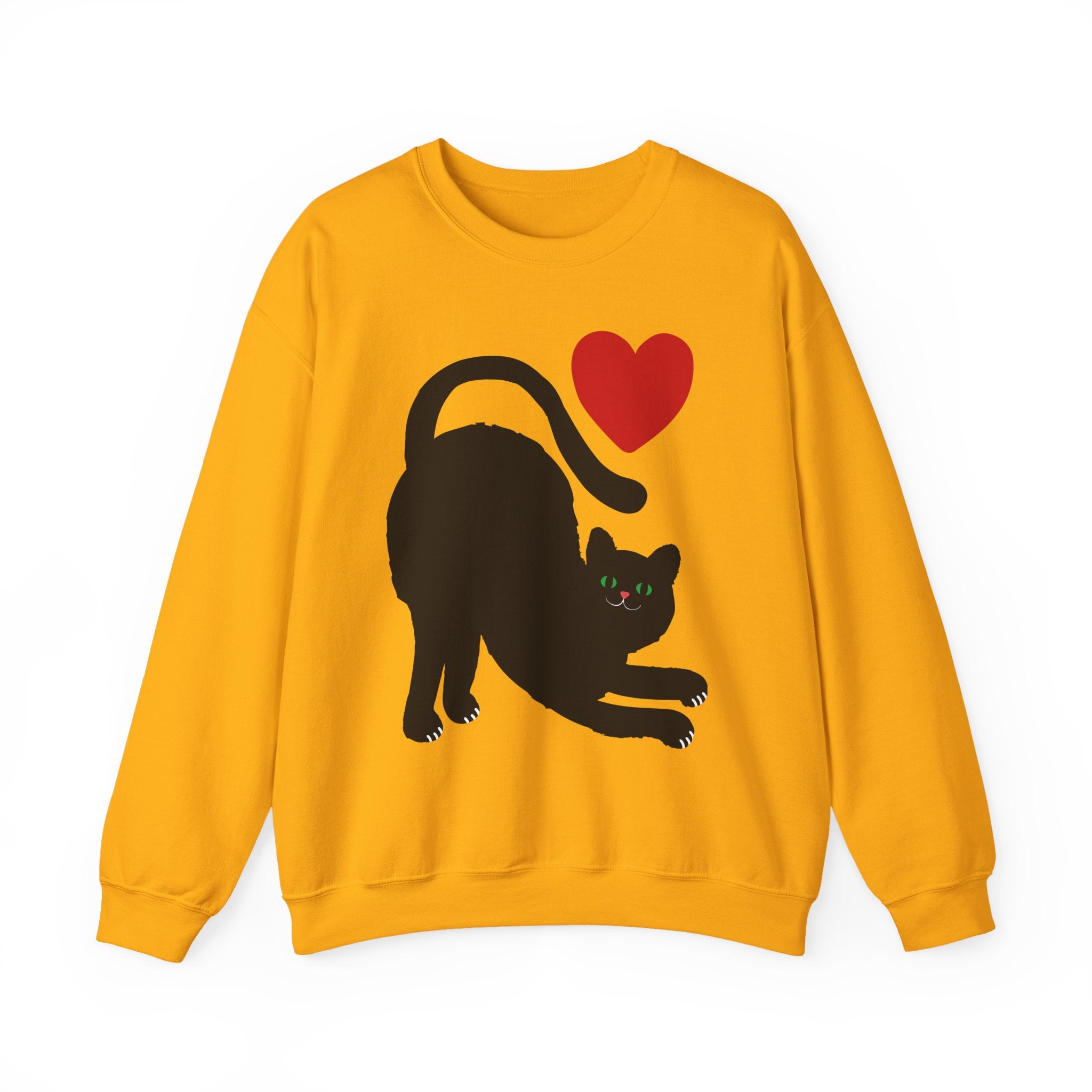 Black Cat Crewneck — Cute Heart Cat Lover