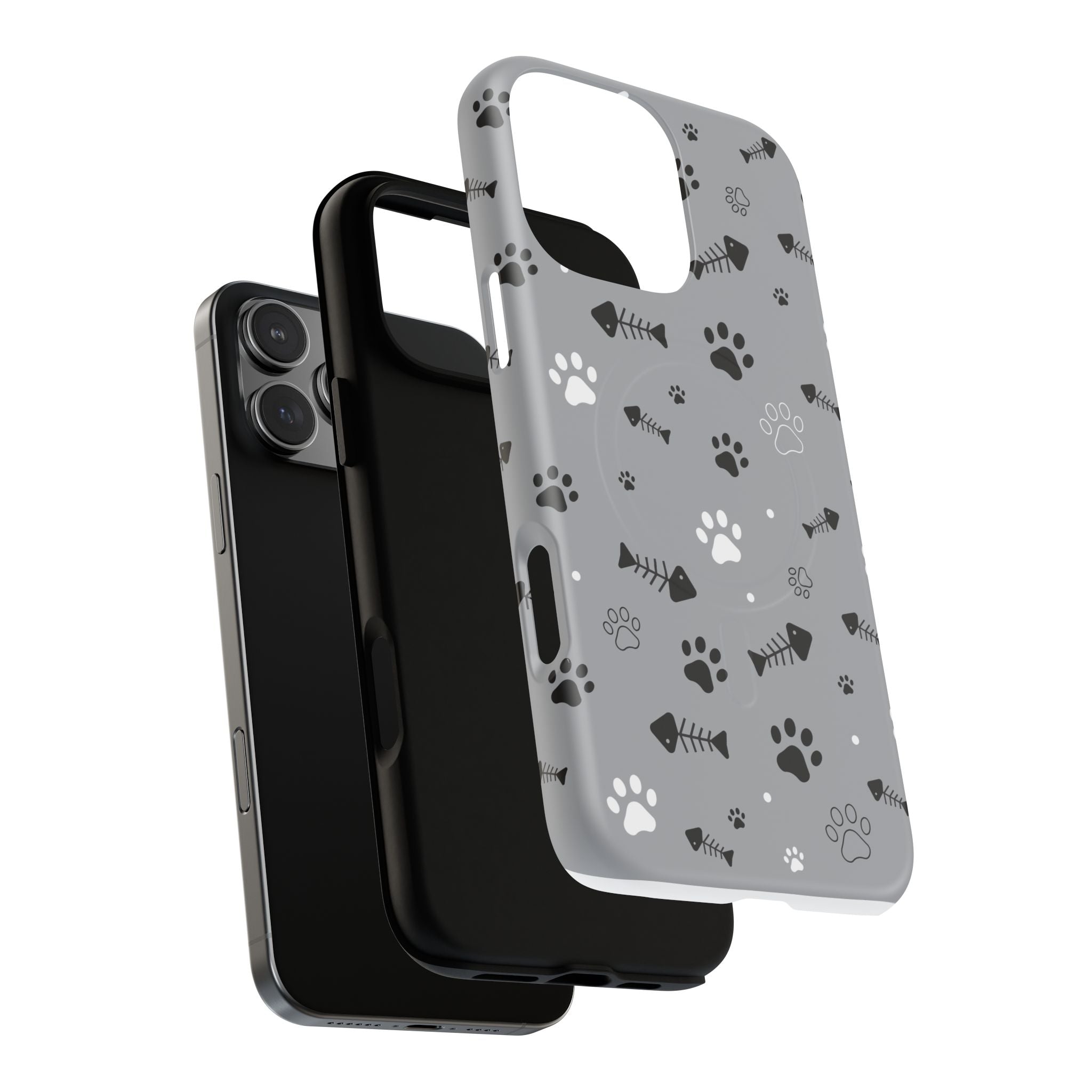 Cat Paw & Fishbone Tough Magnetic Phone Case