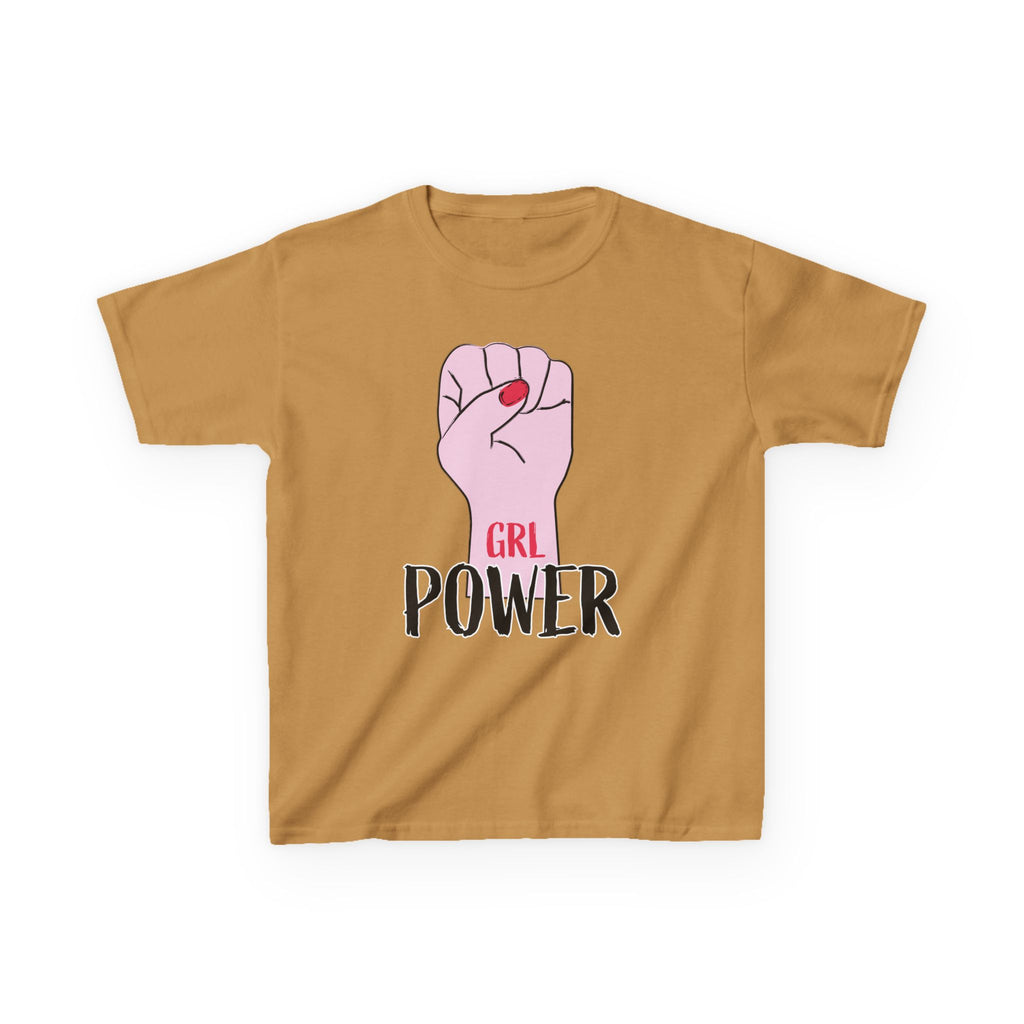 Kids Tee — "GRL Power" Pink Fist Graphic