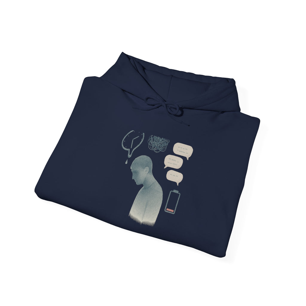 Emotional Silence Hoodie — Minimalist Illustration of Overthinking & Text Anxiety