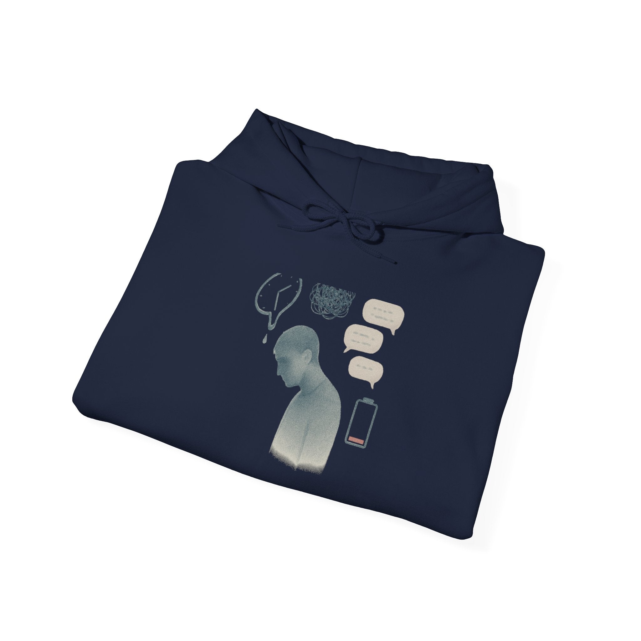 Emotional Silence Hoodie — Minimalist Illustration of Overthinking & Text Anxiety