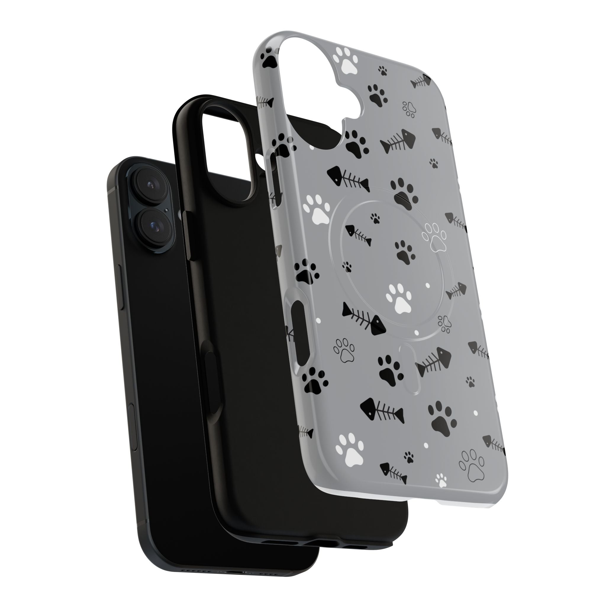 Cat Paw & Fishbone Tough Magnetic Phone Case