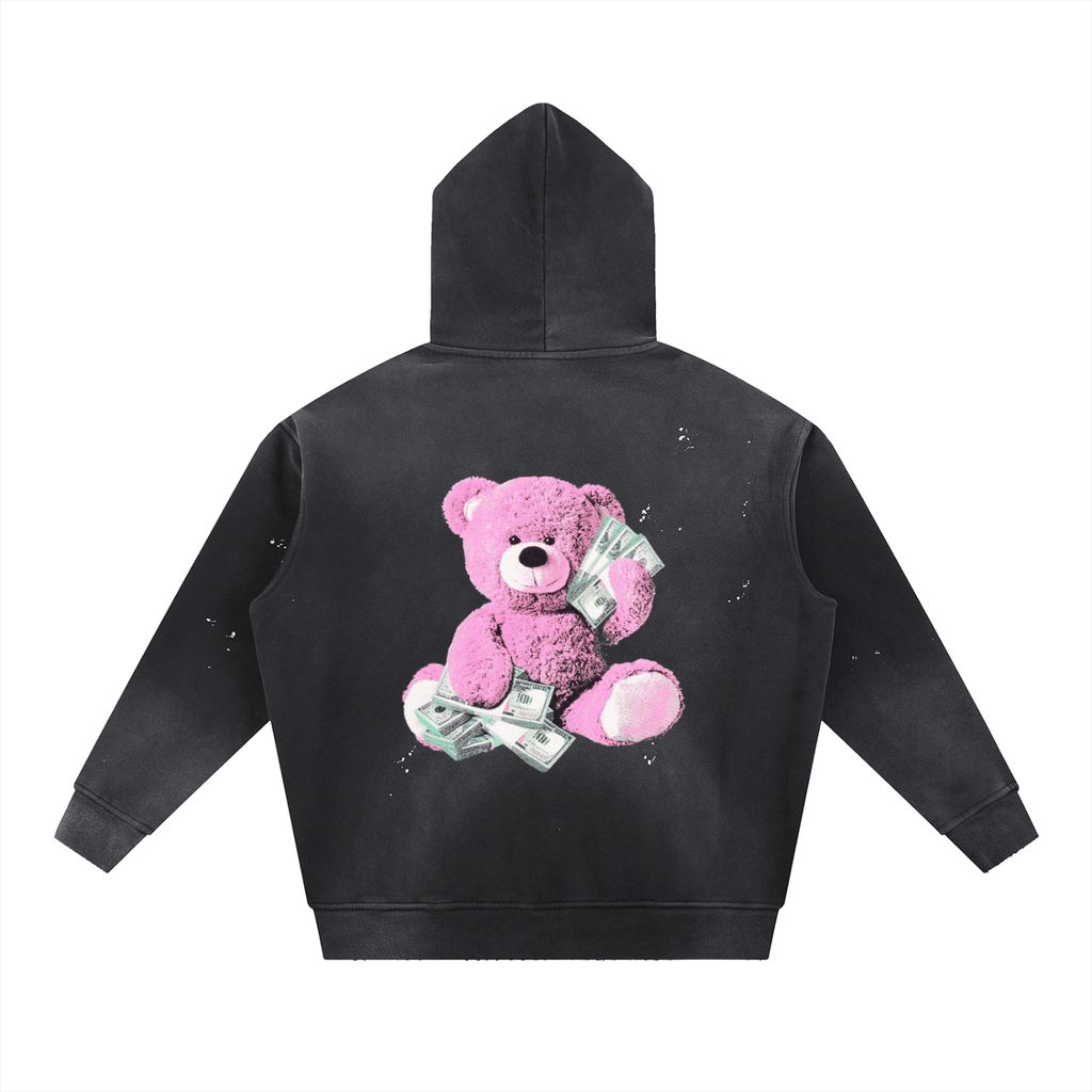 Vintage Washed Frayed Fleece Hoodie